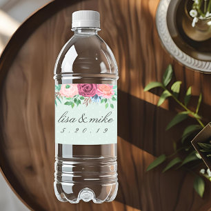 ラスティック フローラル ウェディング グリーン ペットボトルラベル