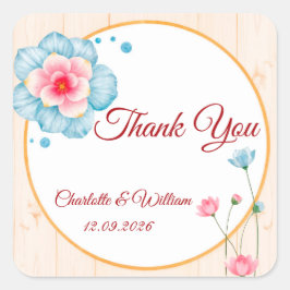 ラスティック フローラル ウェディング スクエアシール