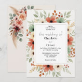 ラスティック フローラル ウェディング 招待状の背景 招待状 (正面/裏面)