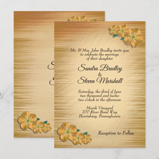 ラスティック フローラル ウェディング 招待状 (正面/裏面)