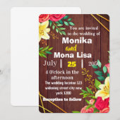 ラスティック フローラル ウェディング 招待状 木製 (正面/裏面)