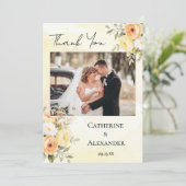 ラスティック フローラル ウォーターカラー シック フォト ウェディング サンキューカード (スタンド正面)