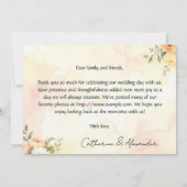 ラスティック フローラル ウォーターカラー シック フォト ウェディング サンキューカード (裏面)