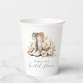 ラスティック フローラル ウォーターカラー ブーツ ブライダル シャワー 紙コップ (裏面)