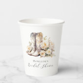 ラスティック フローラル ウォーターカラー ブーツ ブライダル シャワー 紙コップ (正面)