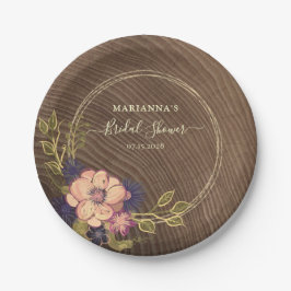 ラスティック フローラル ウッド ブライダル シャワー ペーパープレート
