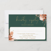 ラスティック フローラル エメラルドグリーンとゴールドのウェディング 出欠カード (正面)