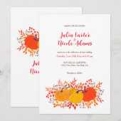 ラスティック フローラル オータム パンプキン ウッドランド ウェディング 招待状 (正面/裏面)