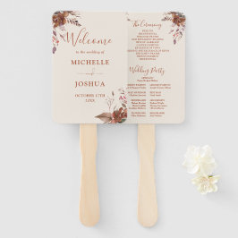 ラスティック フローラル オータム フォール ウェディング プログラム ハンドファン