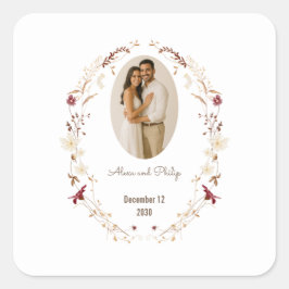 ラスティック フローラル オーバル フォト フレーム ボタニカル リース スクエアシール