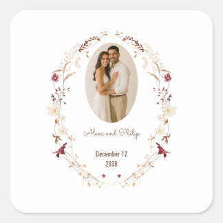 ラスティック フローラル オーバル フォト フレーム ボタニカル リース スクエアシール