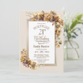 ラスティック フローラル サプライズ 21歳の誕生日パーティー 招待状 (スタンド正面)