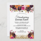 ラスティック フローラル サンクスギビング ディナー パーティー 招待状 (正面)