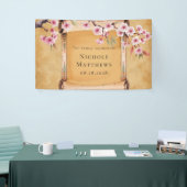 ラスティック フローラル スクロール 桜の花 ブライダル シャワー 横断幕 (トレードショー)