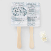 ラスティック フローラル スノーフレーク ウィンター ウェディング プログラム ハンドファン (正面&裏面)