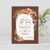 ラスティック フローラル テラコッタ アーチ ウェディング アフター パーティー 招待状 (スタンド正面)