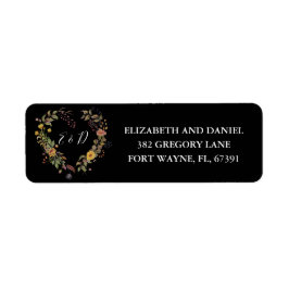 ラスティック フローラル ハート ウェディング 返信住所 ラベル