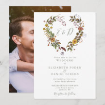 ラスティック フローラル ハート セージグリーン フォト ウェディング