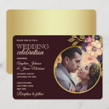 ラスティック フローラル バーガンディ ウェディング