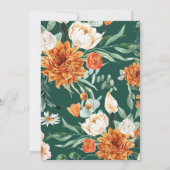 ラスティック フローラル バーン オレンジ エレガント オータム ウェディング 招待状 (裏面)