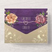 ラスティック フローラル パープル ウェディング オールインワン招待状 (裏面)