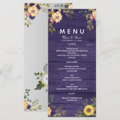 ラスティック フローラル パープル ウェディング メニュー (正面/裏面)