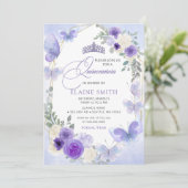 ラスティック フローラル パープル ライラック バタフライ キンセアニエラ 招待状 (スタンド正面)