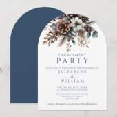 ラスティック フローラル ピンカーン 婚約パーティー アーチ 招待状 (正面/裏面)