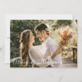 ラスティック フローラル フォト バーン オレンジ ウェディング 招待状 (正面)