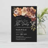 ラスティック フローラル ブラック ウェディング アフター パーティー 招待状 (スタンド正面)