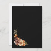 ラスティック フローラル ブラック ウェディング アフター パーティー 招待状 (裏面)