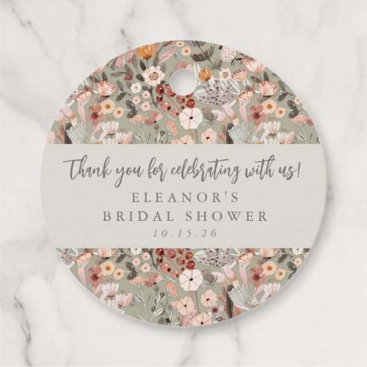 ラスティック フローラル ボヘミアンブライダルシャワー オーダーメイド サンクス フェイバータグ (裏面)
