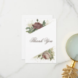 ラスティック フローラル モダン バーガンディ マサラ ゴールド ウェディング サンキューカード
