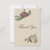 ラスティック フローラル モダン バーガンディ マルサラ ゴールド ウェディング サンキューカード (正面)