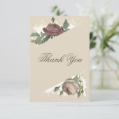 ラスティック フローラル モダン バーガンディ マルサラ ゴールド ウェディング サンキューカード (スタンド正面)