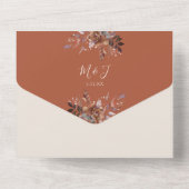 ラスティック フローラル モノグラム オータム フォール ウェディング オールインワン招待状 (裏面)