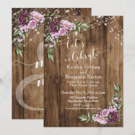 ラスティック フローラル ライツ レセプションを祝いましょう 招待状