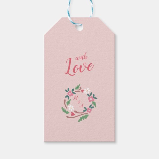 ラスティック フローラル リース モノグラム ギフトタグ (正面)