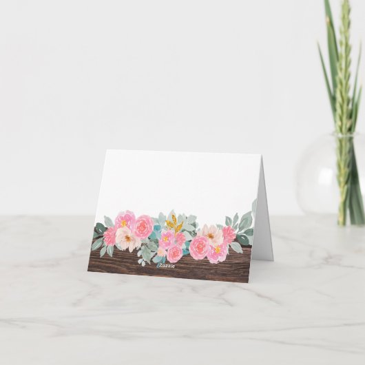 ラスティック フローラル 折りたとう式 サンクス カード (裏面)