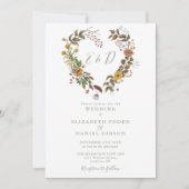 ラスティック フローラル QR コード モダン サージ グリーン ウェディング 招待状 (正面)