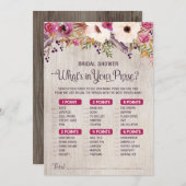 ラスティック ブライダルシャワー ゲーム 財布の中身は？ 招待状 (正面/裏面)