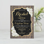 ラスティック ブライダル シャワー - ウッド ホワイト ローズ 招待状 (スタンド正面)