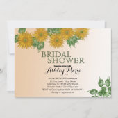 ラスティック ブライダル シャワー 花 葉 ゴールド オンブレ 招待状 (正面)