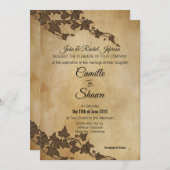 ラスティック ブラウン アイビー ウェディング 招待状 (正面/裏面)