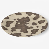 ラスティック ブラウン カウ プリント カントリー ウェスタン ロデオ パーティー ペーパープレート (アングル)