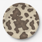 ラスティック ブラウン カウ プリント カントリー ウェスタン ロデオ パーティー ペーパープレート (正面)
