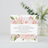 ラスティック ブラス ピンク ローズ フローラル スクエア ウェディング 招待状 (スタンド正面)
