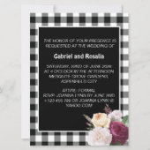 ラスティック ブラックアンドホワイト バッファローチェック ウェディング 招待状 (正面)