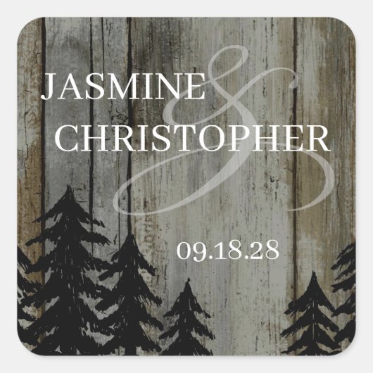 ラスティック ブラックフォレスト ウェディング スクエアシール (正面)