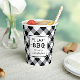 ラスティック ブラック アイ・ドゥ BBQ カスタム ウェディング モノグラム 紙コップ